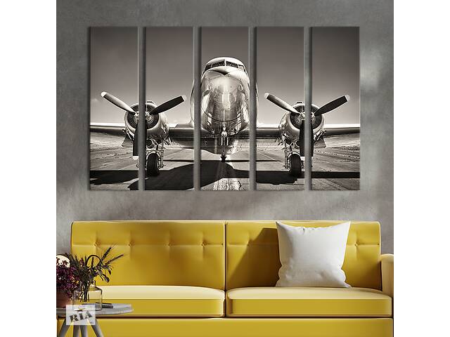 Модульная картина из 5 частей на холсте KIL Art Мощный двухмоторный самолёт 87x50 см (101-51)
