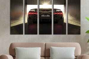 Модульная картина из 5 частей на холсте KIL Art Мощный автомобиль Lamborghini Sian 87x50 см (87-51)