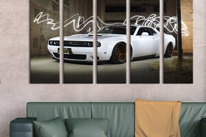 Модульная картина из 5 частей на холсте KIL Art Мощный автомобиль Dodge Challenger 155x95 см (89-51)