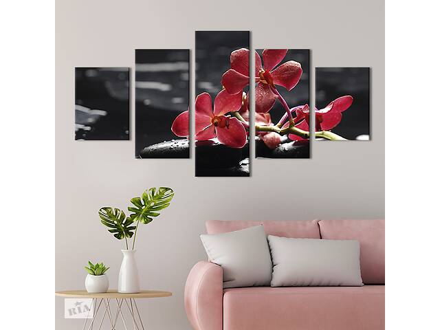 Модульная картина из 5 частей на холсте KIL Art Мотыльковая орхидея 162x80 см (61-52)