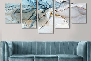 Модульная картина из 5 частей на холсте KIL Art Мраморная текстура с трещинами 162x80 см (37-52)