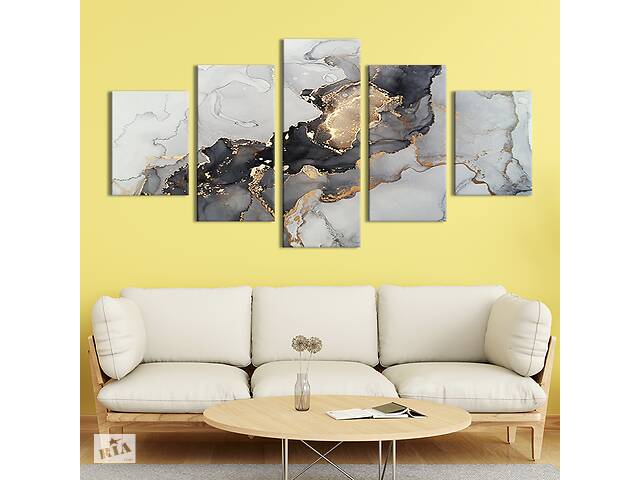 Модульная картина из 5 частей на холсте KIL Art Мраморная картина 162x80 см (52-52)