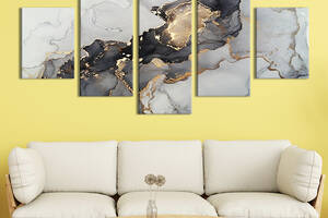 Модульная картина из 5 частей на холсте KIL Art Мраморная картина 112x54 см (52-52)