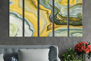 Модульная картина из 5 частей на холсте KIL Art Мрамор с необычным узором 132x80 см (55-51)