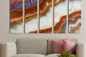 Модульная картина из 5 частей на холсте KIL Art Мрамор с красивым узором 132x80 см (13-51)
