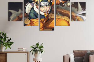 Модульная картина из 5 частей на холсте KIL Art Наруто - культовый персонаж аниме 162x80 см (733-52)