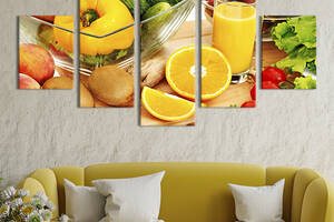 Модульная картина из 5 частей на холсте KIL Art Натюрморт с овощей и фруктов 162x80 см (276-52)