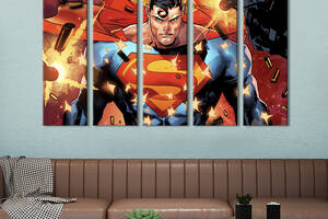 Модульная картина из 5 частей на холсте KIL Art Непобедимый сын Криптона Супермен 132x80 см (750-51)
