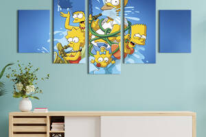 Модульная картина из 5 частей на холсте KIL Art Неунывающая семья Симпсонов 162x80 см (742-52)
