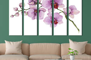Модульная картина из 5 частей на холсте KIL Art Нежно-пурпурная орхидея 132x80 см (253-51)