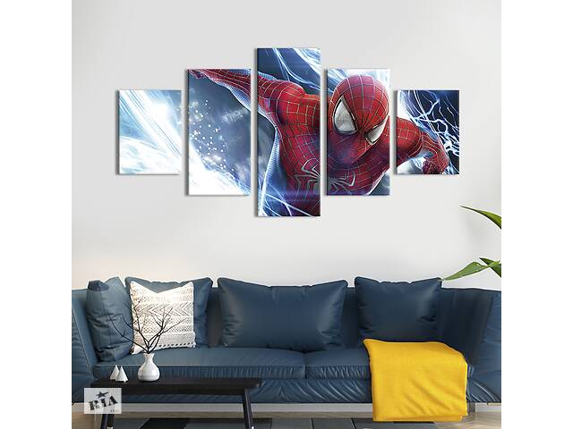 Модульная картина из 5 частей на холсте KIL Art Новый Человек-паук 187x94 см (674-52)