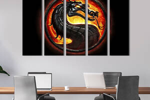 Модульная картина из 5 частей на холсте KIL Art Огненный дракон Смертельной битвы 132x80 см (729-51)