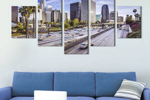 Модульная картина из 5 частей на холсте KIL Art Огромный мегаполис Лос-Анджелес 187x94 см (340-52)