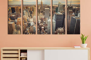 Модульная картина из 5 частей на холсте KIL Art Огромные высотки Нью-Йорка 132x80 см (345-51)