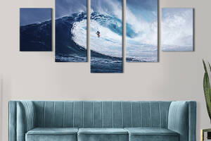 Модульная картина из 5 частей на холсте KIL Art Огромная волна для сёрфинга 112x54 см (450-52)