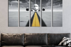 Модульная картина из 5 частей на холсте KIL Art Огромный самолёт на взлёте 132x80 см (109-51)