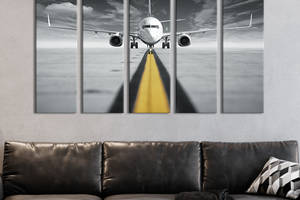 Модульная картина из 5 частей на холсте KIL Art Огромный самолёт на взлёте 155x95 см (109-51)