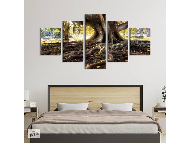 Модульная картина из 5 частей на холсте KIL Art Огромные корни дерева 112x54 см (548-52)