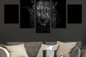 Модульная картина из 5 частей на холсте KIL Art Опасный ягуар 162x80 см (180-52)