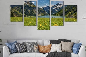 Модульная картина из 5 частей на холсте KIL Art Озеро Вильсальпзе и горы на заднем плане 187x94 см (609-52)