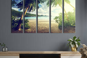 Модульная картина из 5 частей на холсте KIL Art Пальмы на тропическом острове 132x80 см (420-51)