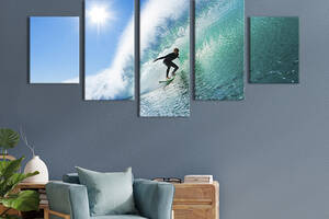 Модульная картина из 5 частей на холсте KIL Art Парень на доске для сёрфинга 162x80 см (408-52)