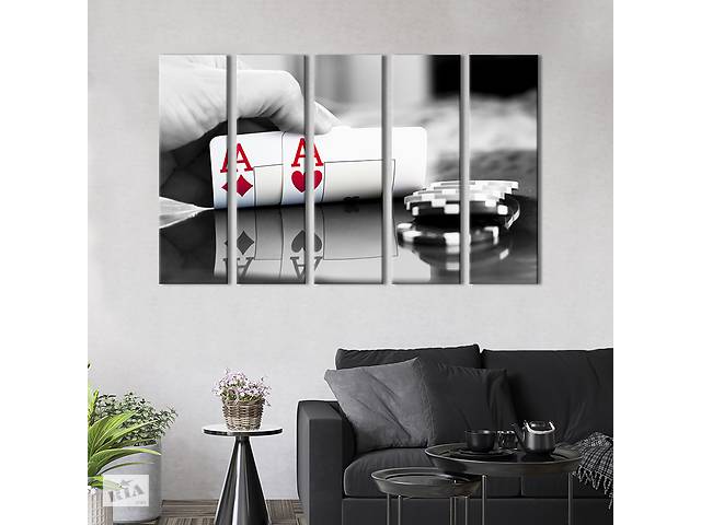 Модульная картина из 5 частей на холсте KIL Art Парный туз в покере 155x95 см (477-51)