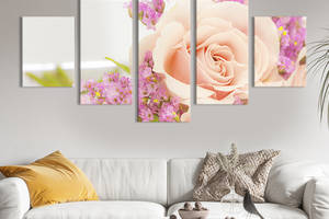 Модульная картина из 5 частей на холсте KIL Art Пастельные цветы 162x80 см (213-52)