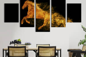 Модульная картина из 5 частей на холсте KIL Art Пламенный конь 187x94 см (208-52)