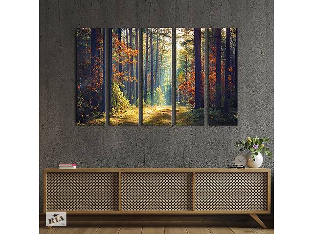 Модульная картина из 5 частей на холсте KIL Art Поляна в солнечном лесу 132x80 см (615-51)