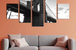Модульная картина из 5 частей на холсте KIL Art Популярный Бруклинский мост 162x80 см (379-52)