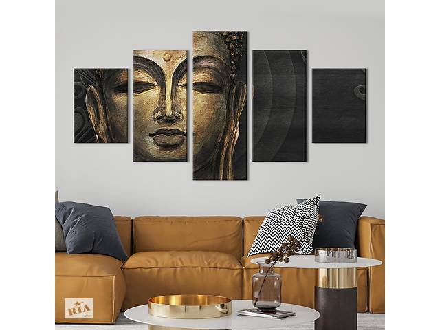 Модульная картина из 5 частей на холсте KIL Art Портрет загадочного Будды 162x80 см (80-52)