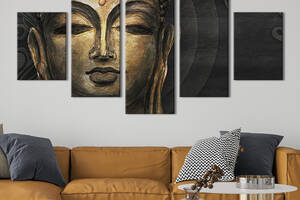 Модульная картина из 5 частей на холсте KIL Art Портрет загадочного Будды 112x54 см (80-52)