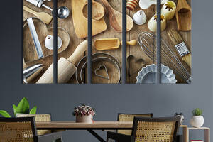 Модульная картина из 5 частей на холсте KIL Art Практичный кухонный инвентарь 155x95 см (284-51)