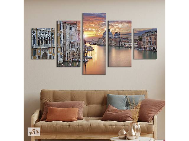 Модульная картина из 5 частей на холсте KIL Art Прекрасный Гранд-канал в Венеции 162x80 см (356-52)