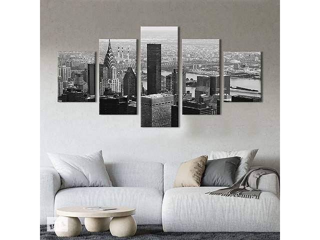 Модульная картина из 5 частей на холсте KIL Art Прекрасные небоскрёбы Манхэттена 162x80 см (363-52)