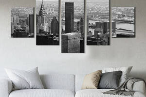 Модульная картина из 5 частей на холсте KIL Art Прекрасные небоскрёбы Манхэттена 112x54 см (363-52)