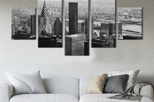 Модульная картина из 5 частей на холсте KIL Art Прекрасные небоскрёбы Манхэттена 187x94 см (363-52)