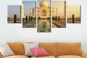 Модульная картина из 5 частей на холсте KIL Art Прекрасный Тадж-Махал в городе Агра 162x80 см (364-52)