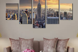 Модульная картина из 5 частей на холсте KIL Art Прекрасный город Нью-Йорк 162x80 см (370-52)