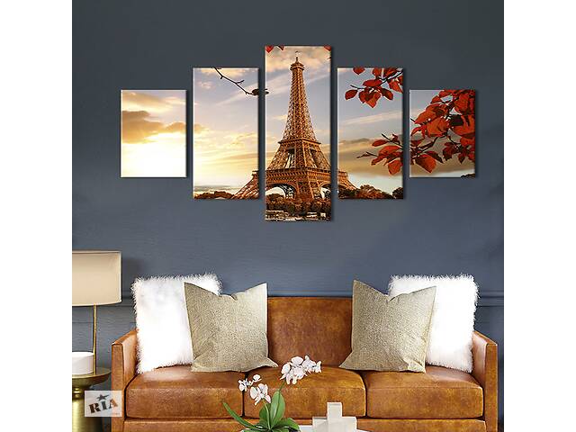 Модульная картина из 5 частей на холсте KIL Art Прекрасная осень в Париже 162x80 см (376-52)