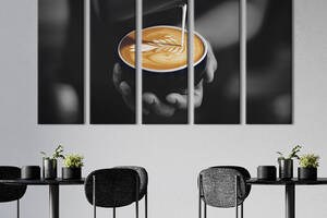 Модульная картина из 5 частей на холсте KIL Art Профессиональный кофе от бариста 87x50 см (300-51)
