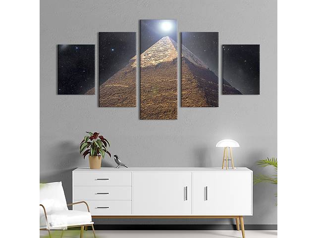 Модульная картина из 5 частей на холсте KIL Art Пирамида Хеопса под луной 187x94 см (507-52)