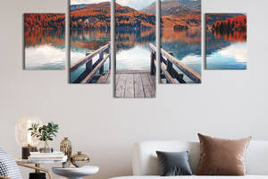 Модульная картина из 5 частей на холсте KIL Art Пирс на озере Зильс 162x80 см (630-52)