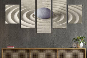 Модульная картина из 5 частей на холсте KIL Art Радиальные круги и камень 187x94 см (66-52)