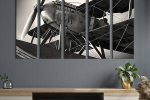 Модульная картина из 5 частей на холсте KIL Art Раритетный самолёт 155x95 см (92-51)