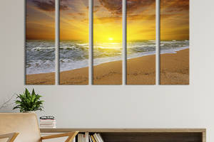 Модульная картина из 5 частей на холсте KIL Art Рассвет солнца на пляже 87x50 см (410-51)