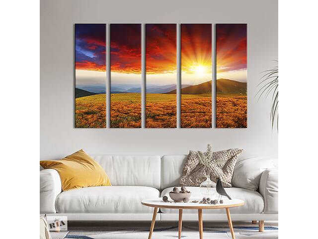 Модульная картина из 5 частей на холсте KIL Art Рассвет над горами 155x95 см (559-51)