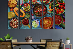 Модульная картина из 5 частей на холсте KIL Art Разнообразие мексиканских блюд 132x80 см (295-51)