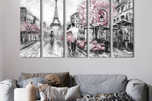 Модульная картина из 5 частей на холсте KIL Art Романтическая атмосфера в Париже 155x95 см (374-51)